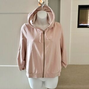 SATURDAYS The Cutest Pink Zip Bow Back Hoodie You'll Ever See Sz M